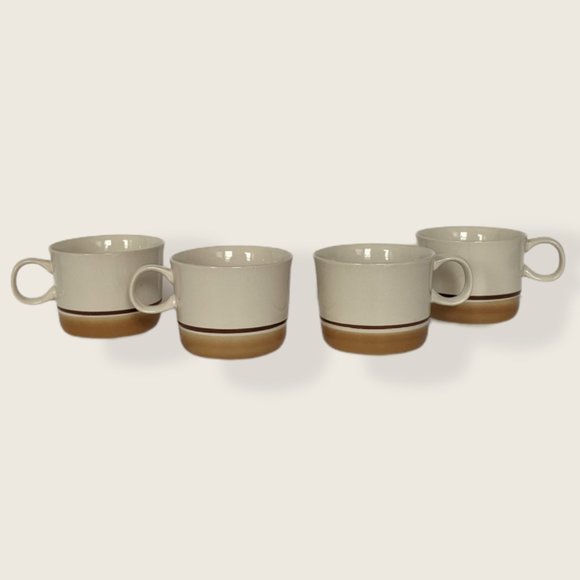 Vintage Other - Set of 4 Vintage Water Colors Brown Stoneware Mug